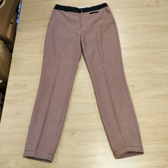 $350 GREY JASON WU Milano Stretch Skinny Pants Houndstooth Plaid Red Multi 4 - Picture 3 of 9